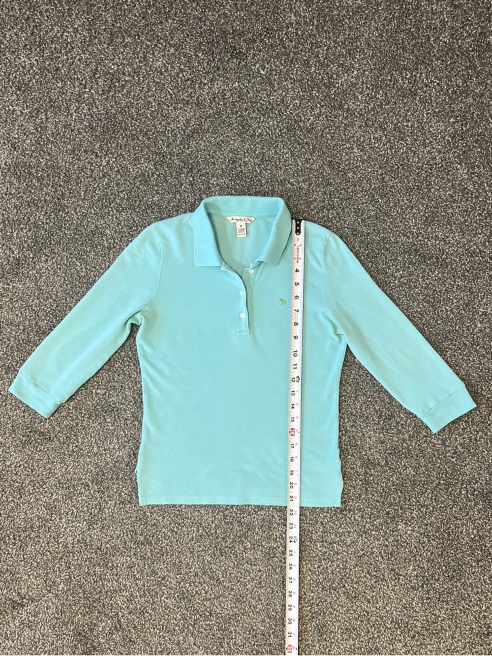 Vintage Abercrombie & Fitch Women's Light Aqua 3/4 Sleeve Polo Shirt Size M - Picture 6 of 7